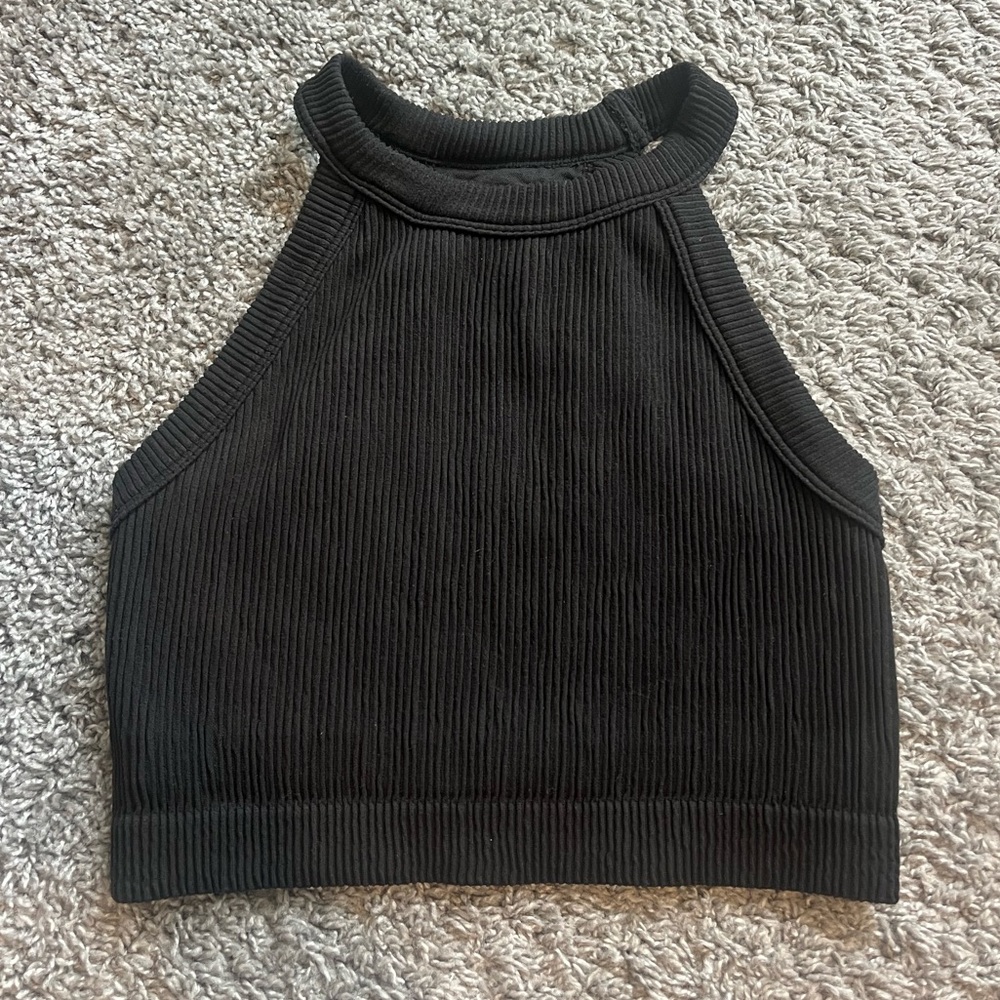 Aerie Black Ribbed Crop Top